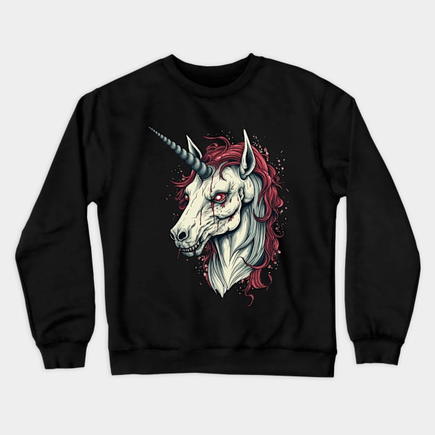 Creepy Unicorn Crewneck Sweatshirt by OscarVanHendrix